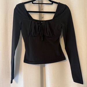 SHEIN Black Ruched Long Sleeve Top